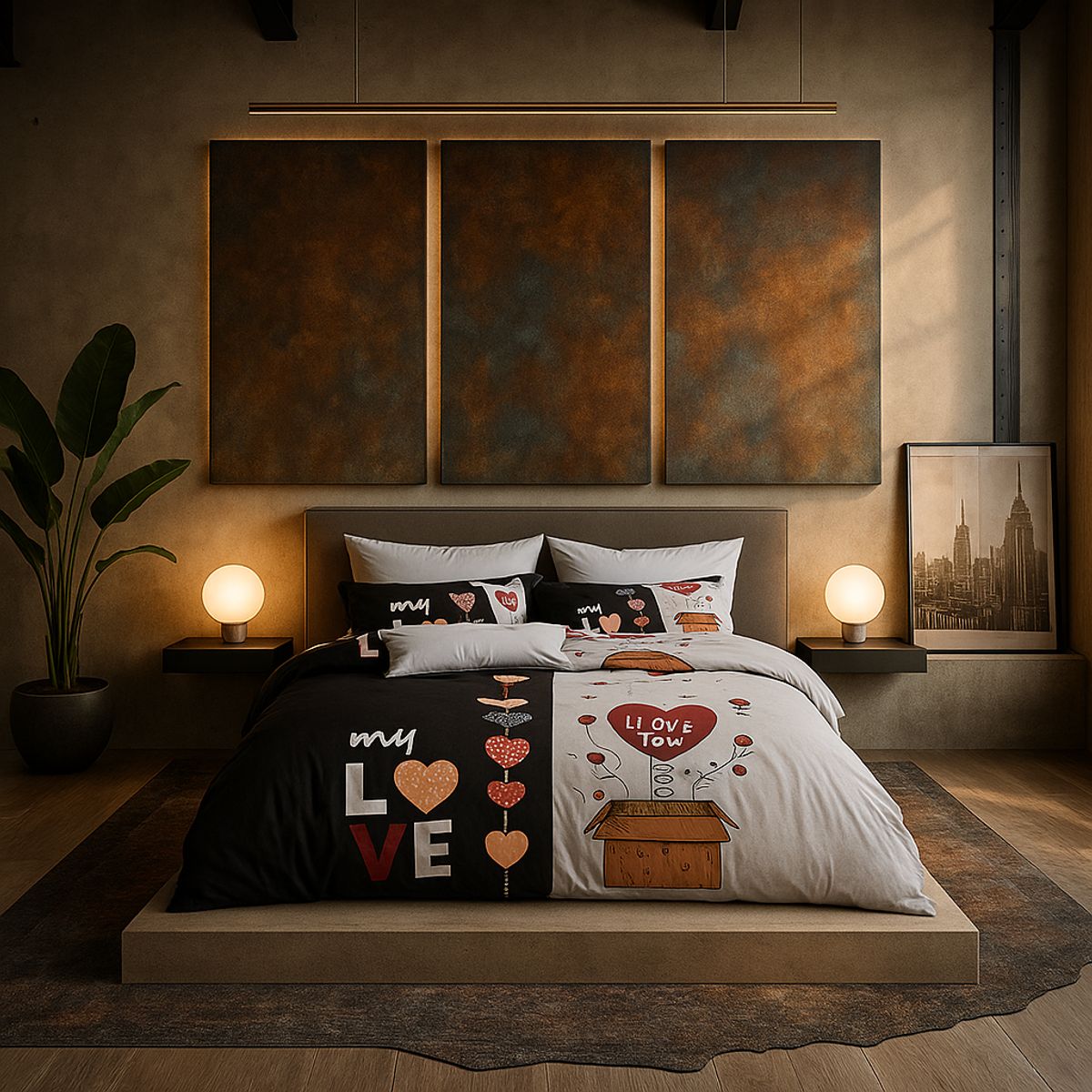 ARMONIA - Juego de sábanas 2 plazas Queen diseño My Love modelo 638