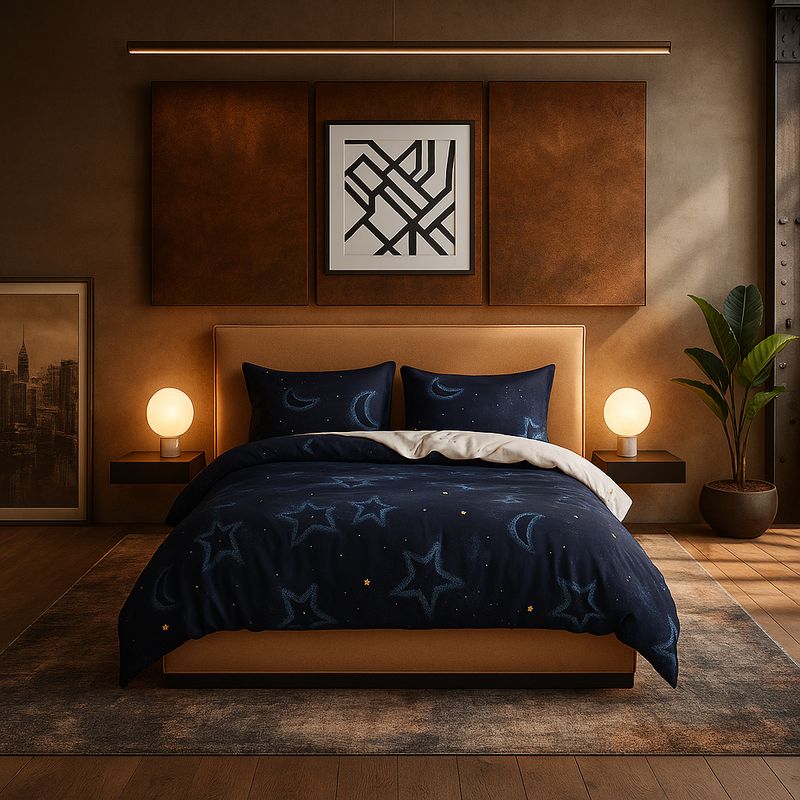 ARMONIA - Juego de sábanas cama King de 25 plazas diseño Luna y Estrellas 634