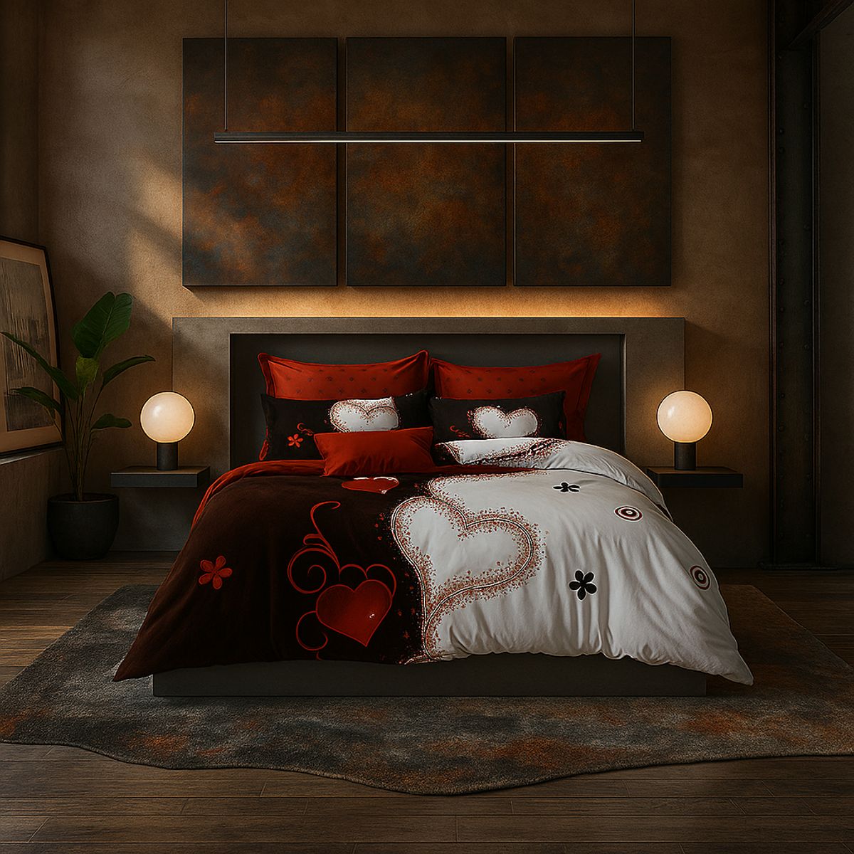 ARMONIA - Juego de cama cama King de 25 plazas diseño Queen Corazones 635