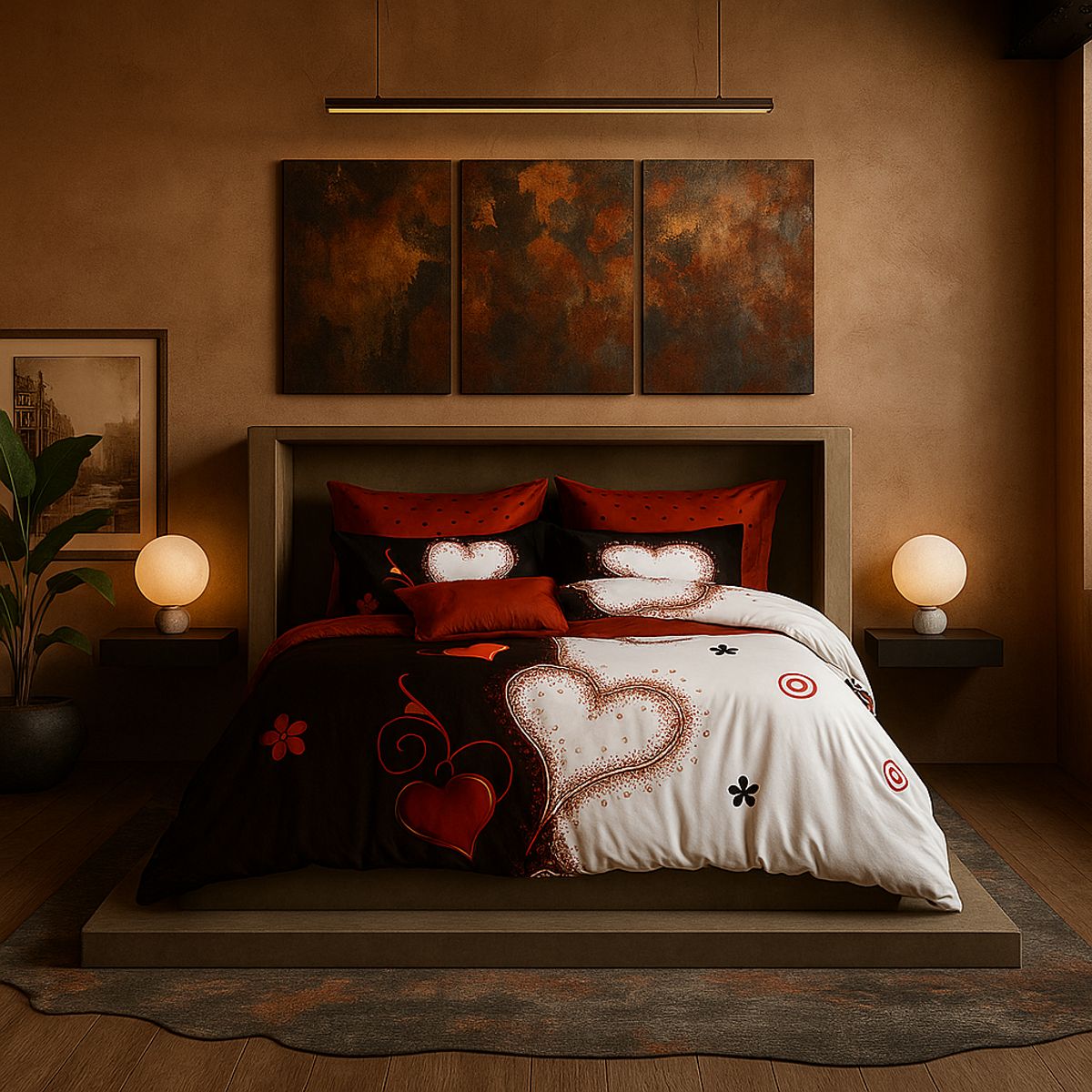 ARMONIA - Juego de cama 25 plazas King diseño Queen Corazones modelo 635