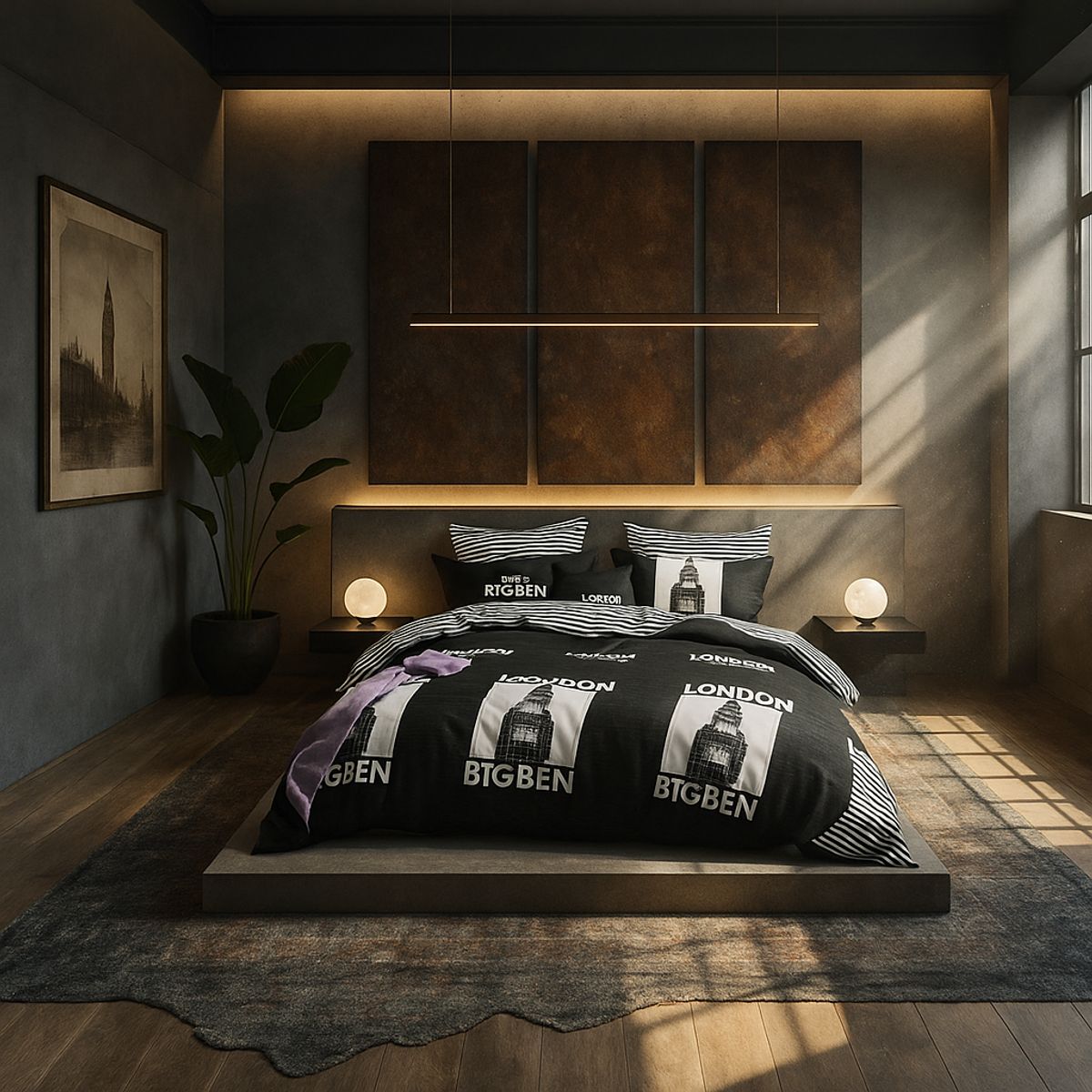 ARMONIA - Ropa de cama cama King de 25 plazas diseño London Big Ben modelo 628