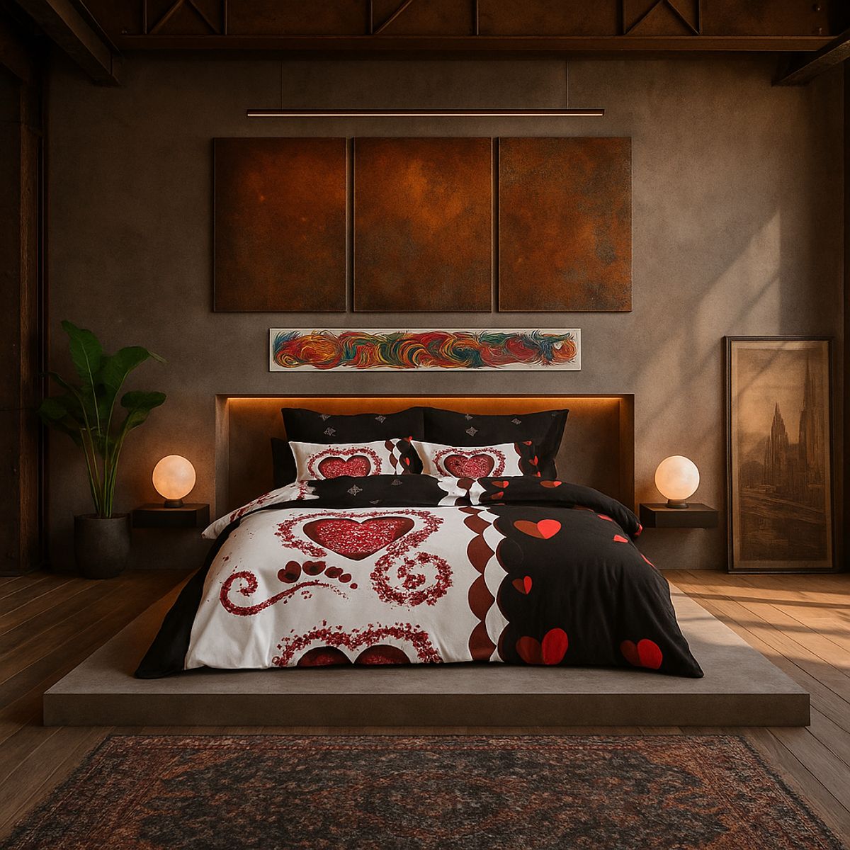 ARMONIA - Juego de sábanas 25 plazas King diseño Queen Corazón modelo 637