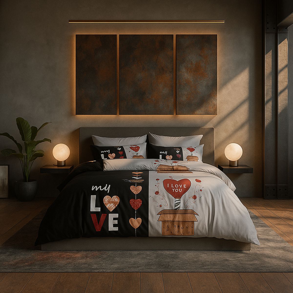 ARMONIA - Juego de cama 25 plazas King diseño My Love modelo 638