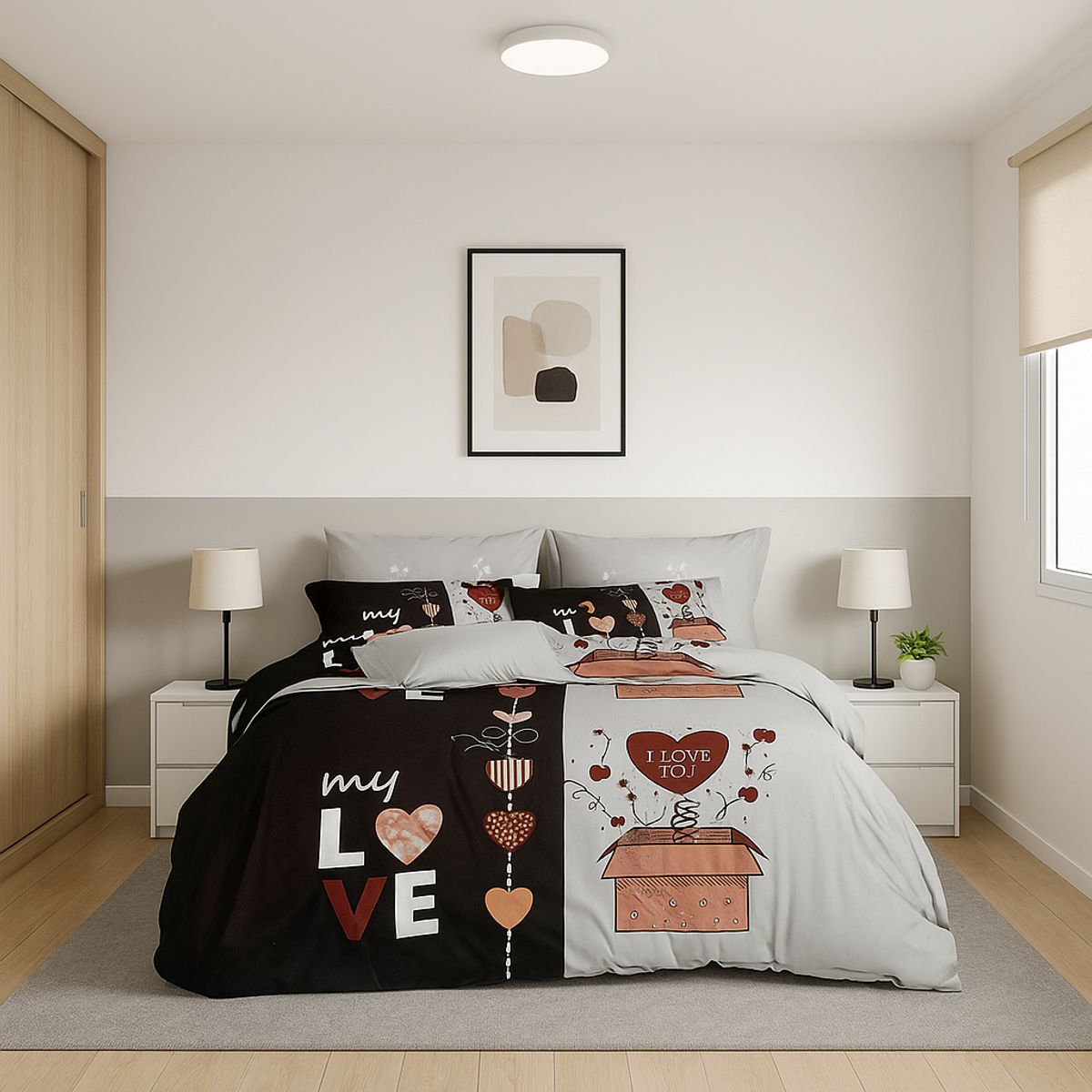 ARMONIA - Ropa de cama King para cama de 25 plazas diseño My Love modelo 638
