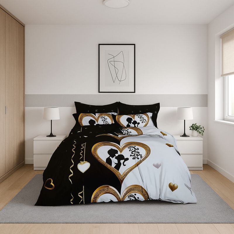 ARMONIA - Juego de sábanas King para cama de 25 plazas diseño Corazon Rojo 620