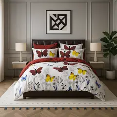 ARMONIA - Ropa de cama King 25 plazas diseño Mariposas Colores modelo 644