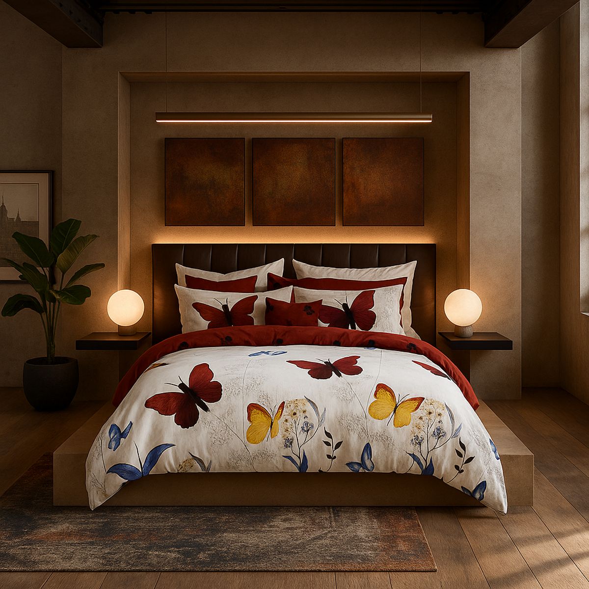 ARMONIA - Juego sabanas 25 plazas King diseño Mariposas Colores modelo 644