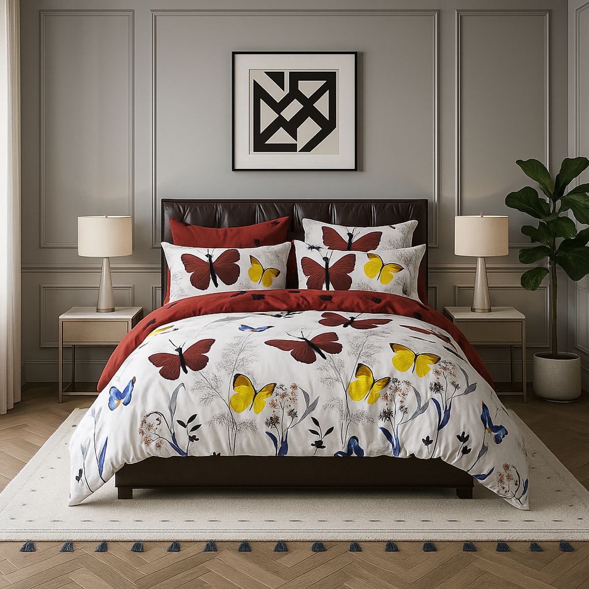ARMONIA - Ropa de cama King 25 plazas diseño Mariposas Colores modelo 644