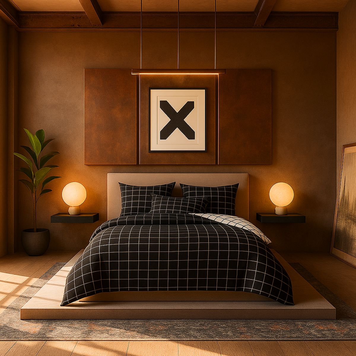 ARMONIA - Set de sábanas 25 plazas King diseño Queen Cuadrícula modelo 623