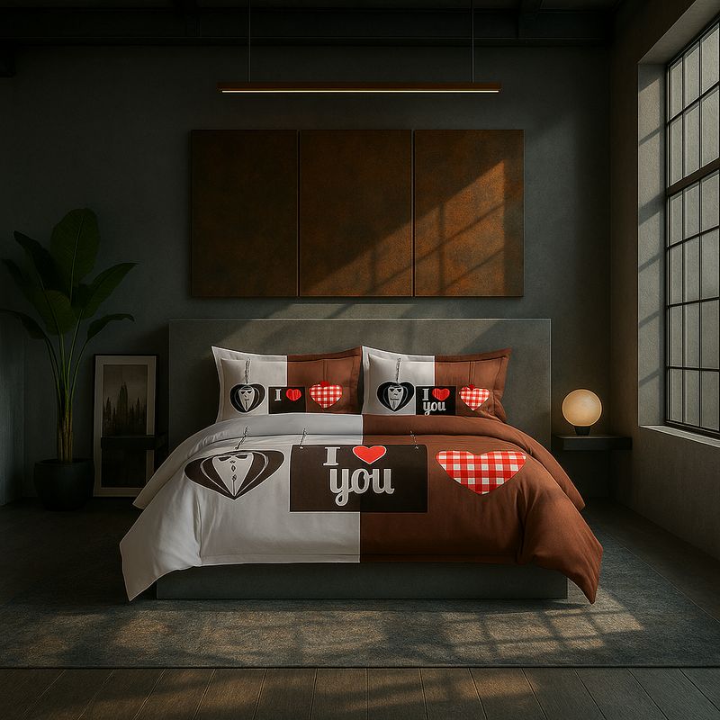 ARMONIA - Juego sabanas 25 plazas King diseño I Love You modelo 625