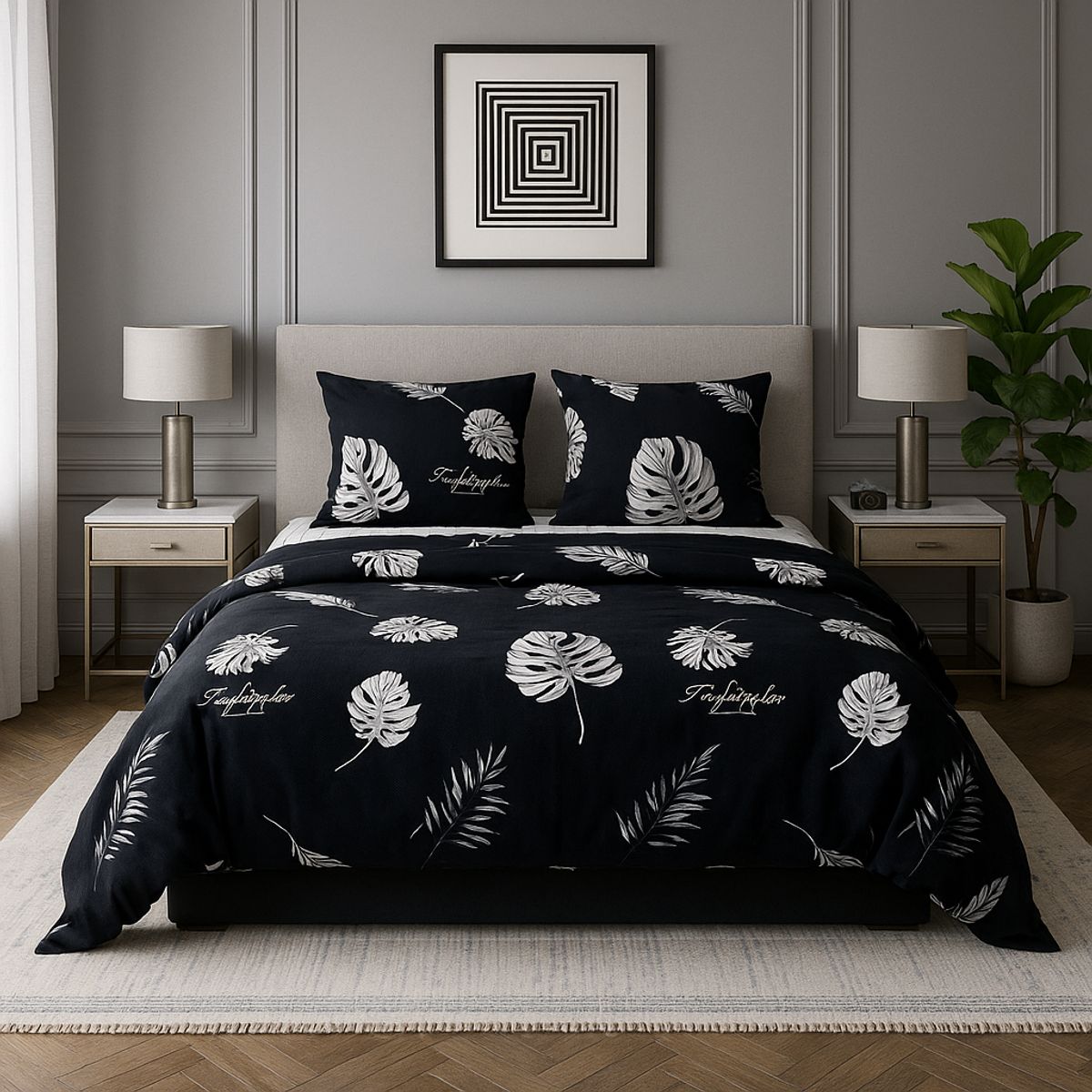 ARMONIA - Juego de cama King 25 plazas diseño Queen Hojas modelo 629