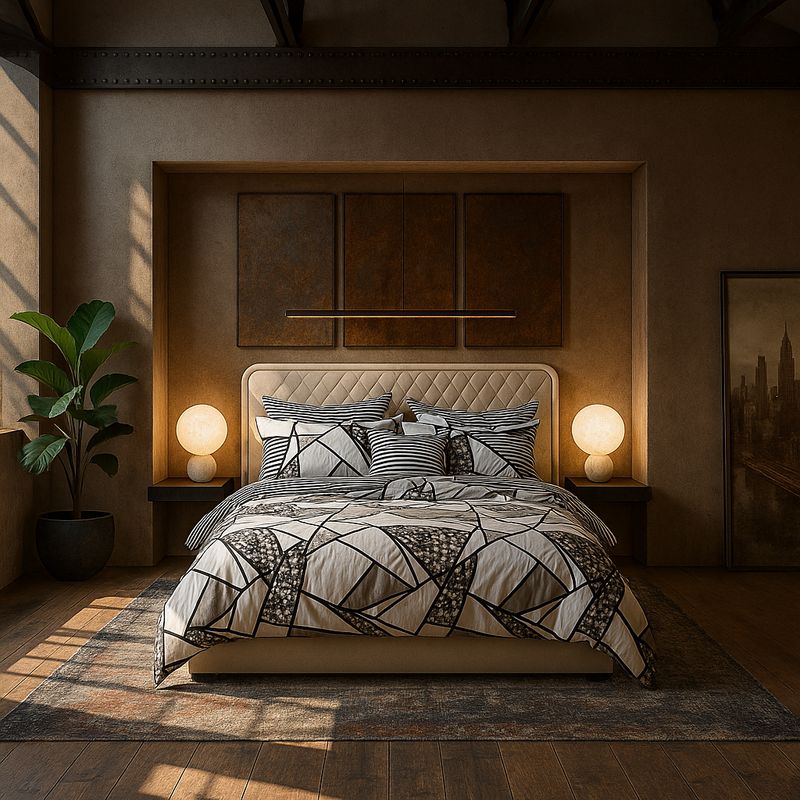 ARMONIA - Juego de cama 2 plazas Queen diseño Mosaico modelo 622