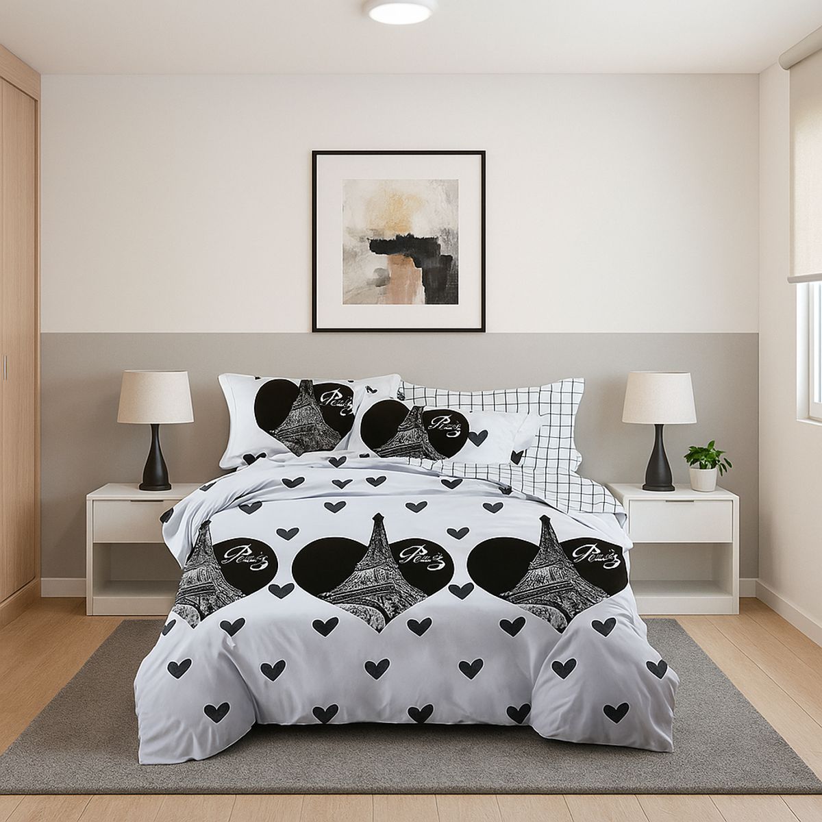 ARMONIA - Juego sabanas King 25 plazas diseño Torre París modelo 633