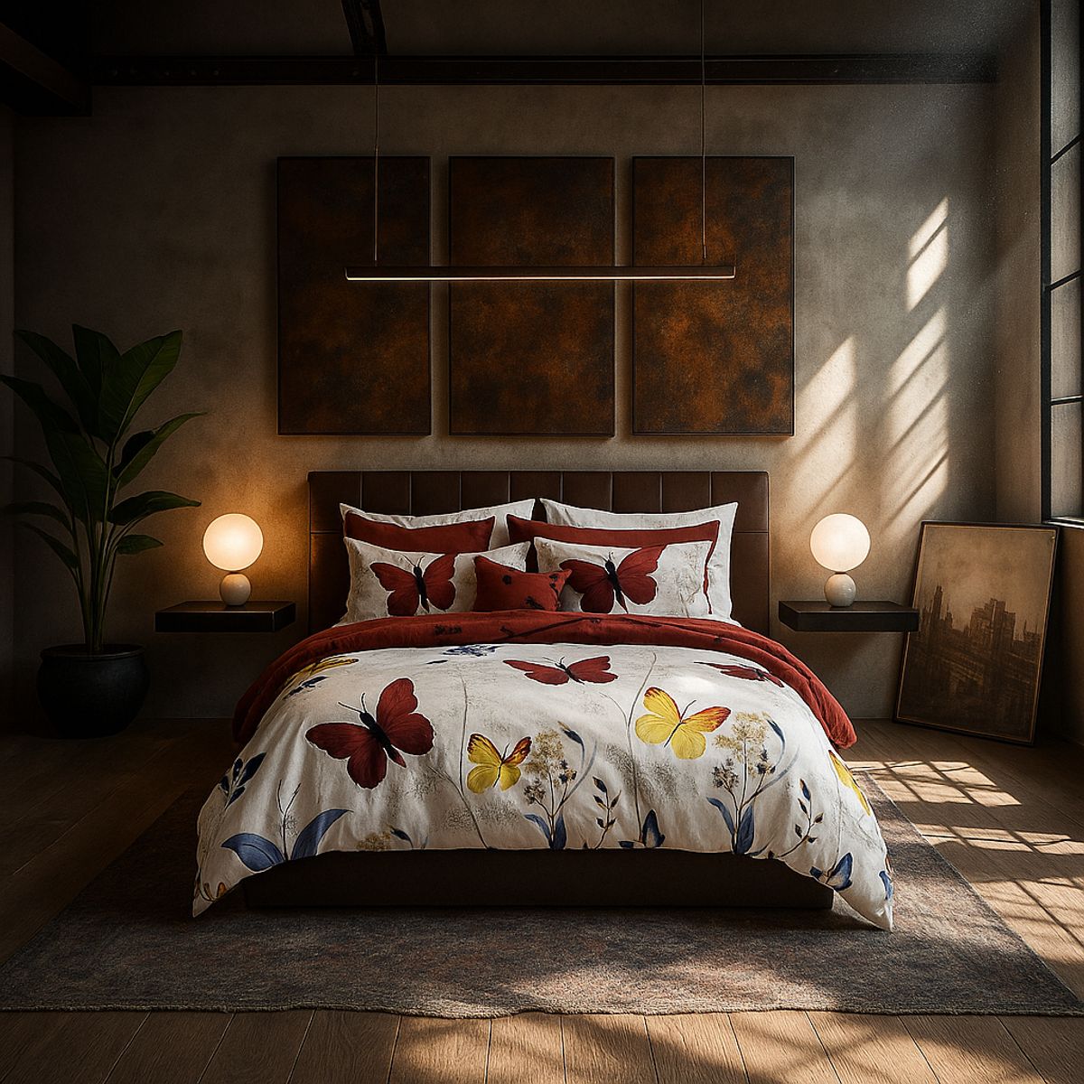 ARMONIA - Juego de cama 25 plazas King diseño Mariposas Colores modelo 644