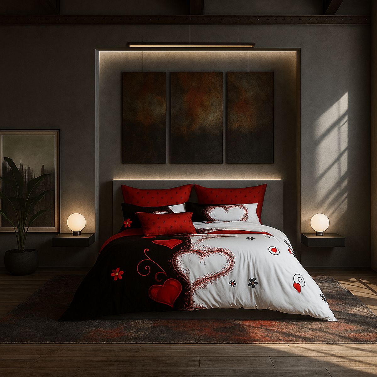 ARMONIA - Juego de sábanas 25 plazas King diseño Queen Corazones modelo 635