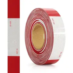 GENERICO - Cinta Reflectante Seguridad Rojo Blanco 45 Mts Dot C2 Legal