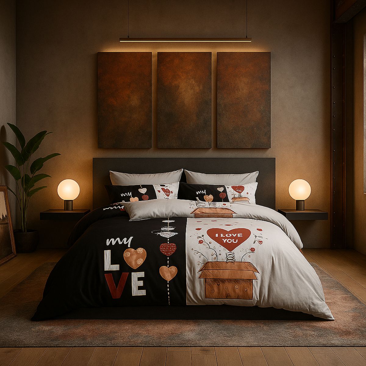 ARMONIA - Juego sabanas 25 plazas King diseño My Love modelo 638