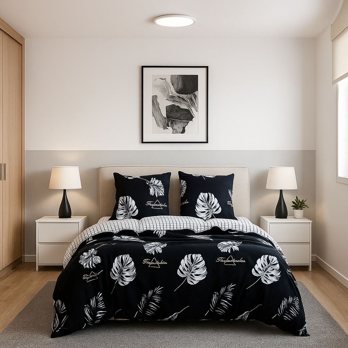 ARMONIA - Juego de sábanas Queen para cama de 2 plazas diseño Hojas modelo 629