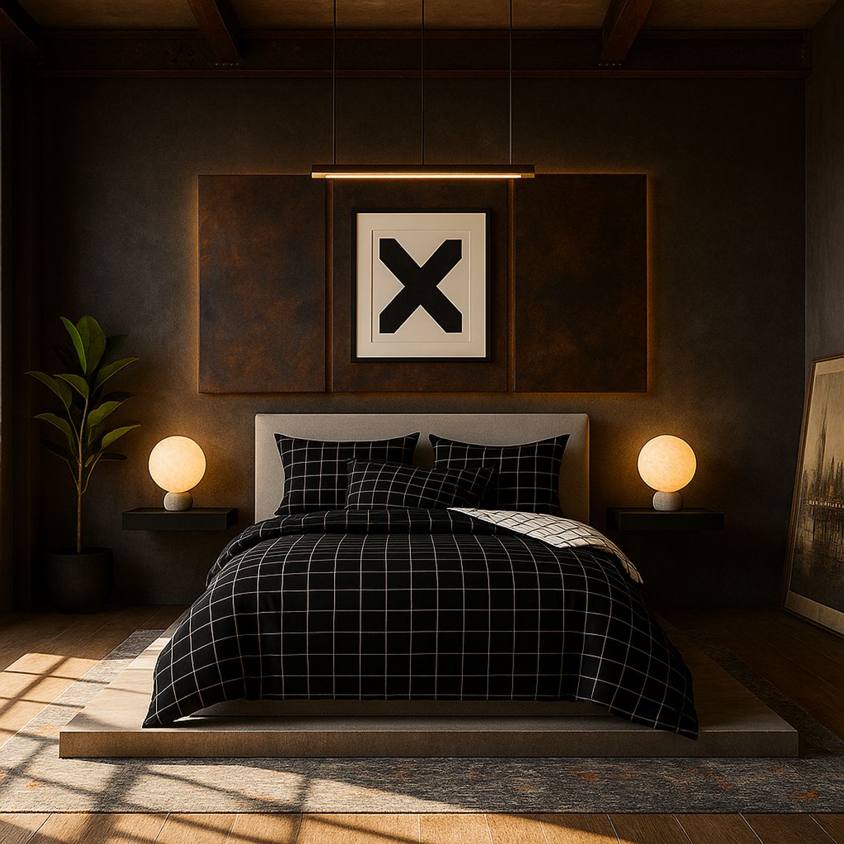 ARMONIA - Ropa de cama 25 plazas King diseño Queen Cuadrícula modelo 623