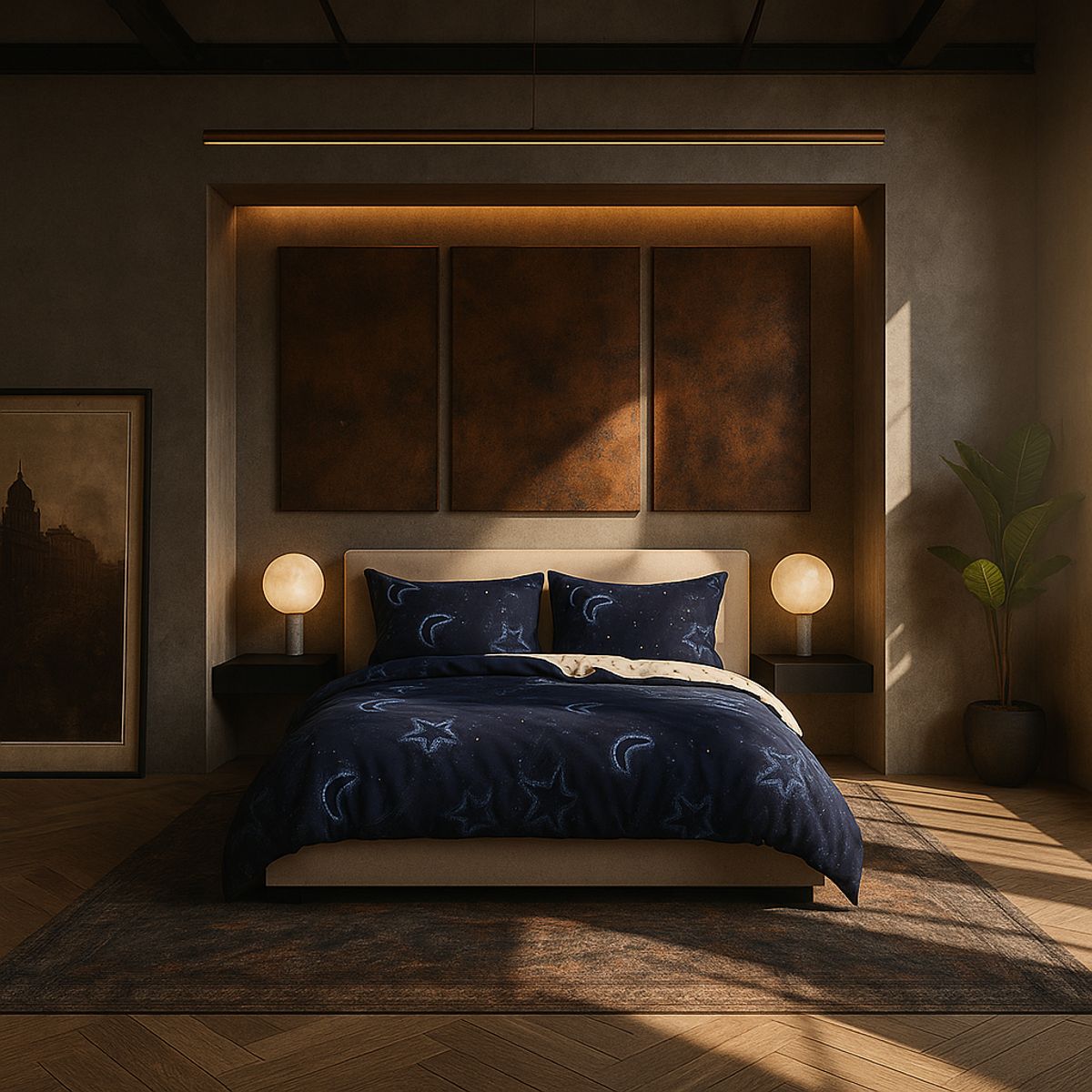 ARMONIA - Juego sabanas 2 plazas Queen diseño Luna Y Estrellas modelo 634