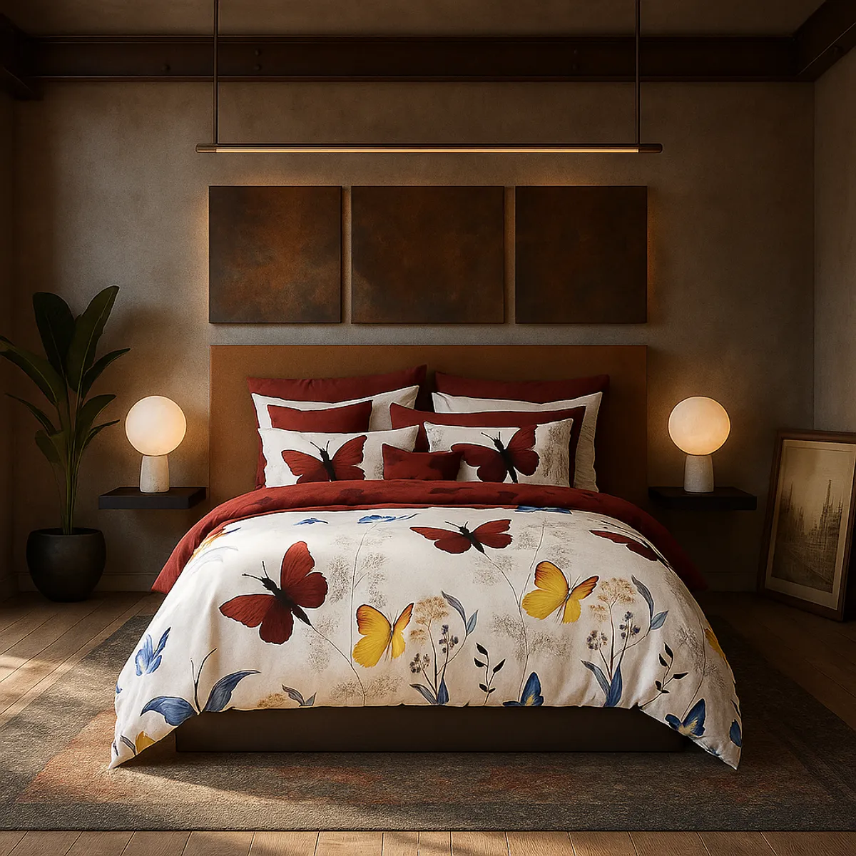 ARMONIA - Ropa de cama 25 plazas King diseño Mariposas Colores modelo 644