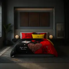 ARMONIA - Juego de cama 2 plazas Queen diseño Corazón Rojo 2 Plazas modelo 620
