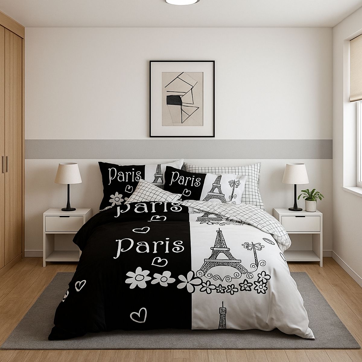 ARMONIA - Juego de sábanas King 25 plazas diseño Queen Eifel modelo 645