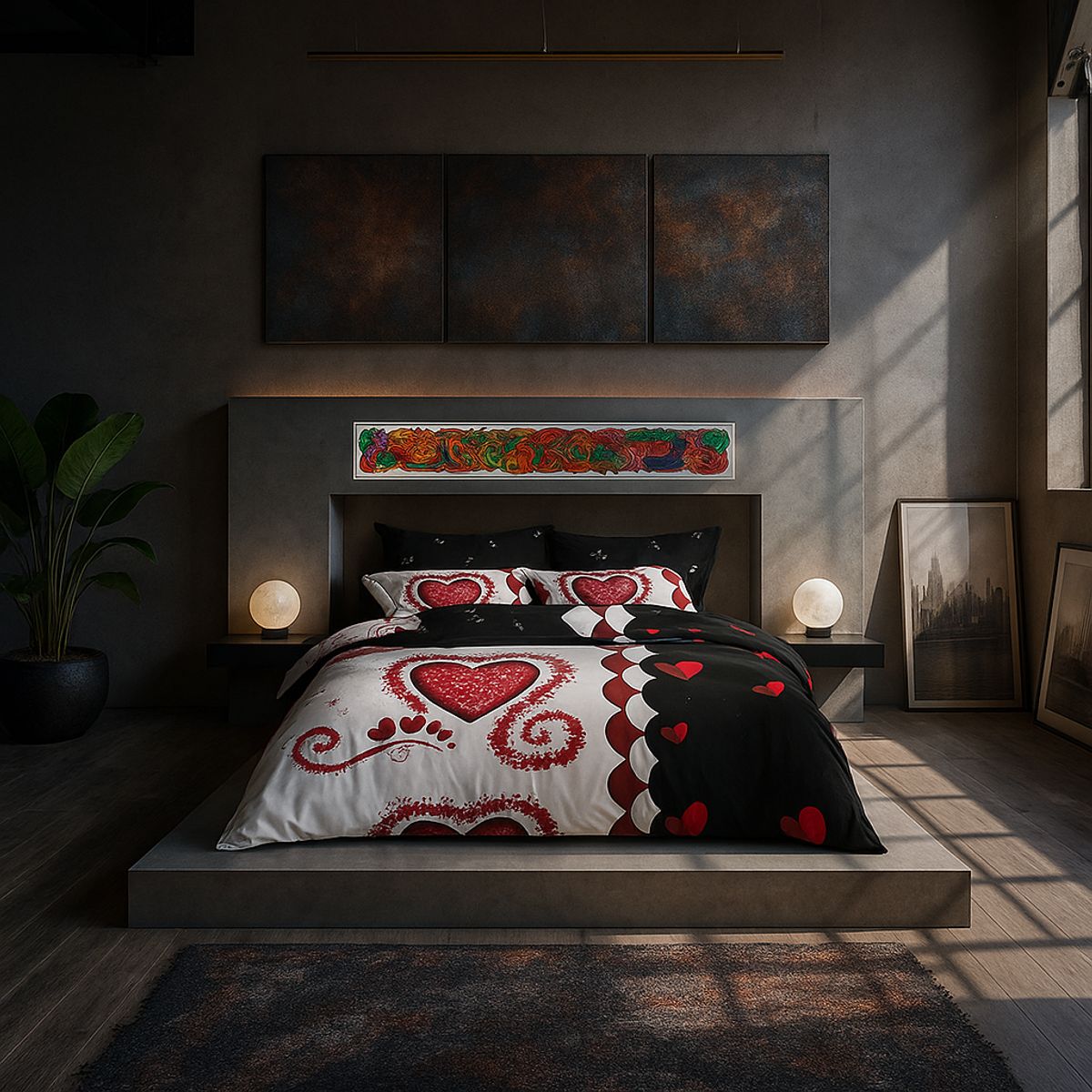 ARMONIA - Juego sabanas cama Queen de 2 plazas diseño Corazon modelo 637