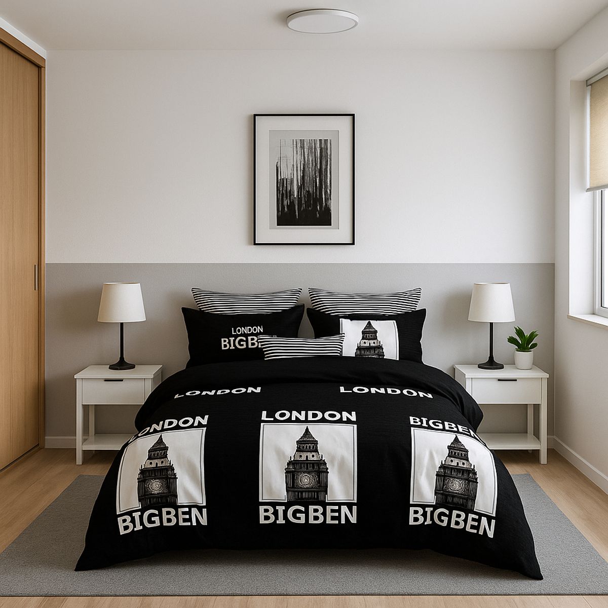 ARMONIA - Set de sábanas 25 plazas King diseño London Big Ben modelo 628