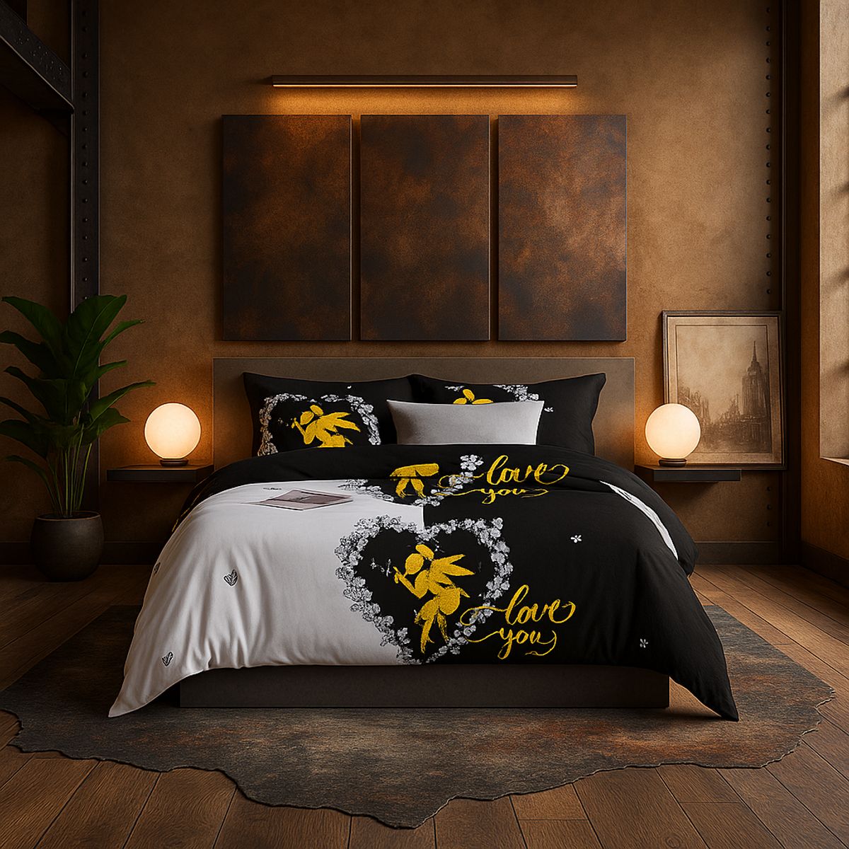 ARMONIA - Juego sabanas 2 plazas Queen diseño Love You modelo 641