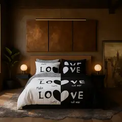 ARMONIA - Ropa de cama 2 plazas Queen diseño Love Black modelo 624