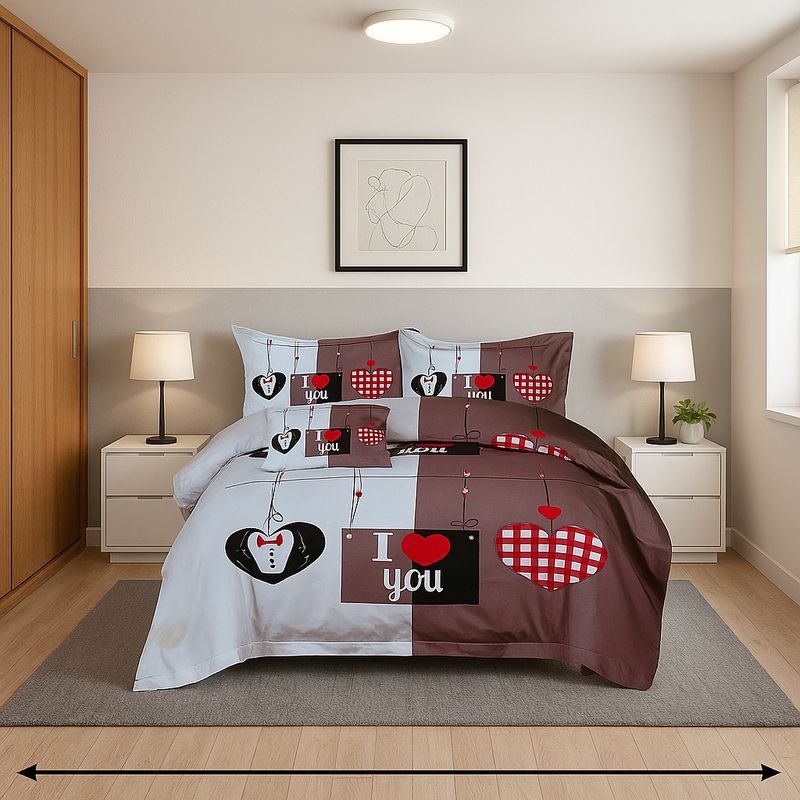 ARMONIA - Juego sabanas Queen 2 plazas diseño I Love You modelo 625