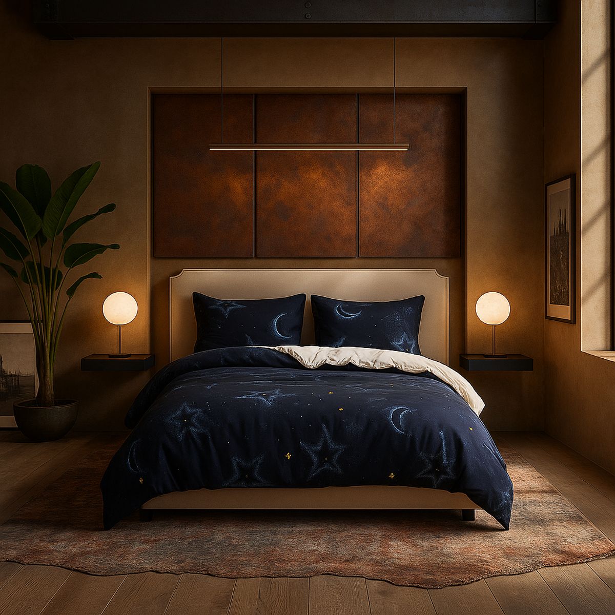 ARMONIA - Juego sabanas cama King de 25 plazas diseño Luna y Estrellas 634