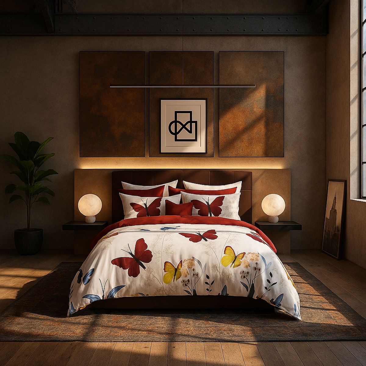 ARMONIA - Juego sabanas cama Queen de 2 plazas diseño Mariposas Colores 644