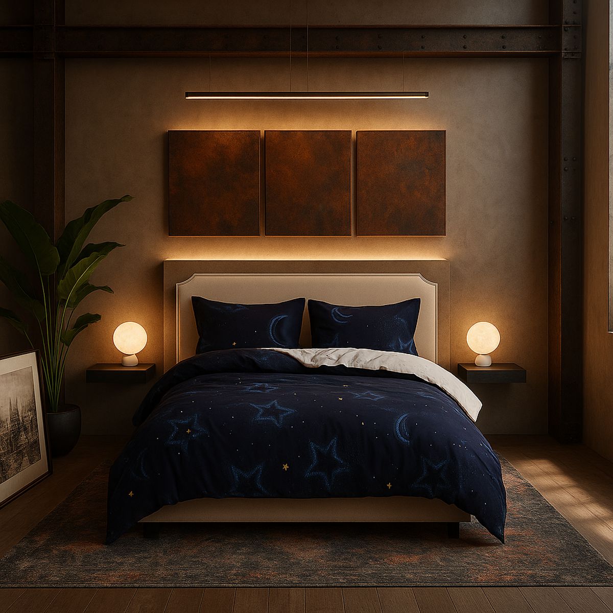 ARMONIA - Ropa de cama cama King de 25 plazas diseño Luna y Estrellas 634