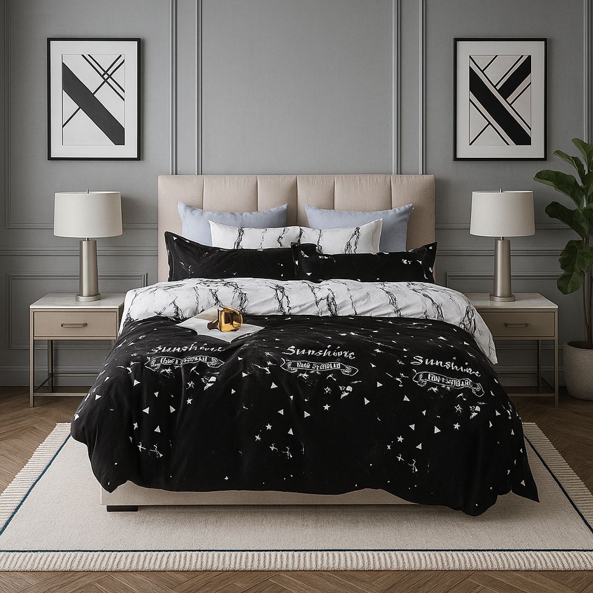 ARMONIA - Juego de cama cama Queen de 2 plazas diseño Plazas Queen Sunshine 646