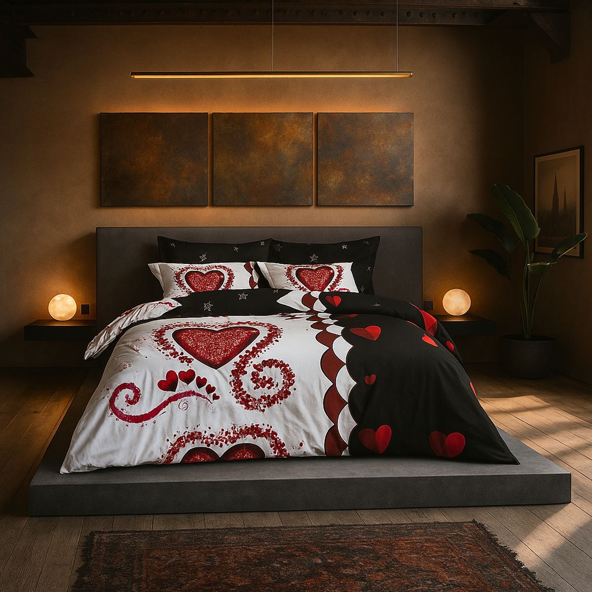 ARMONIA - Ropa de cama King 25 plazas diseño Queen Corazón modelo 637