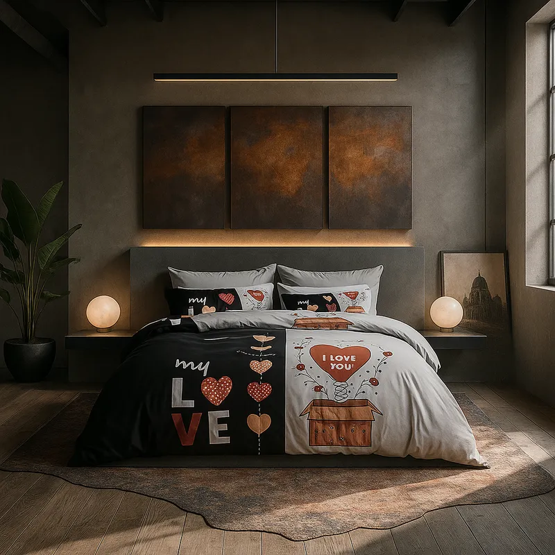 ARMONIA - Ropa de cama King para cama de 25 plazas diseño My Love modelo 638