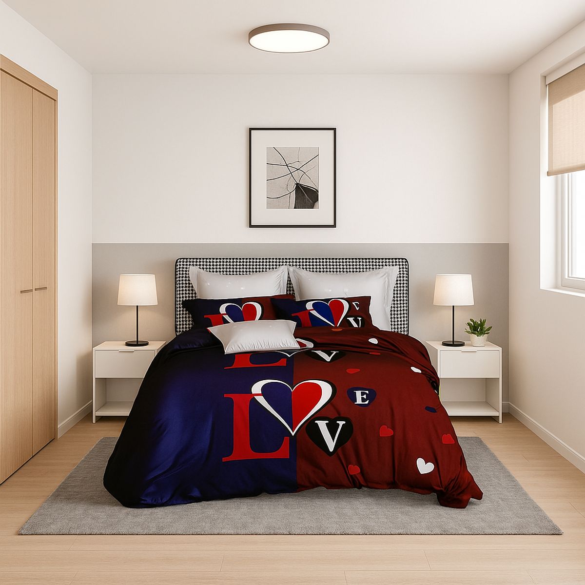 ARMONIA - Juego sabanas King 25 plazas diseño Love Red modelo 627