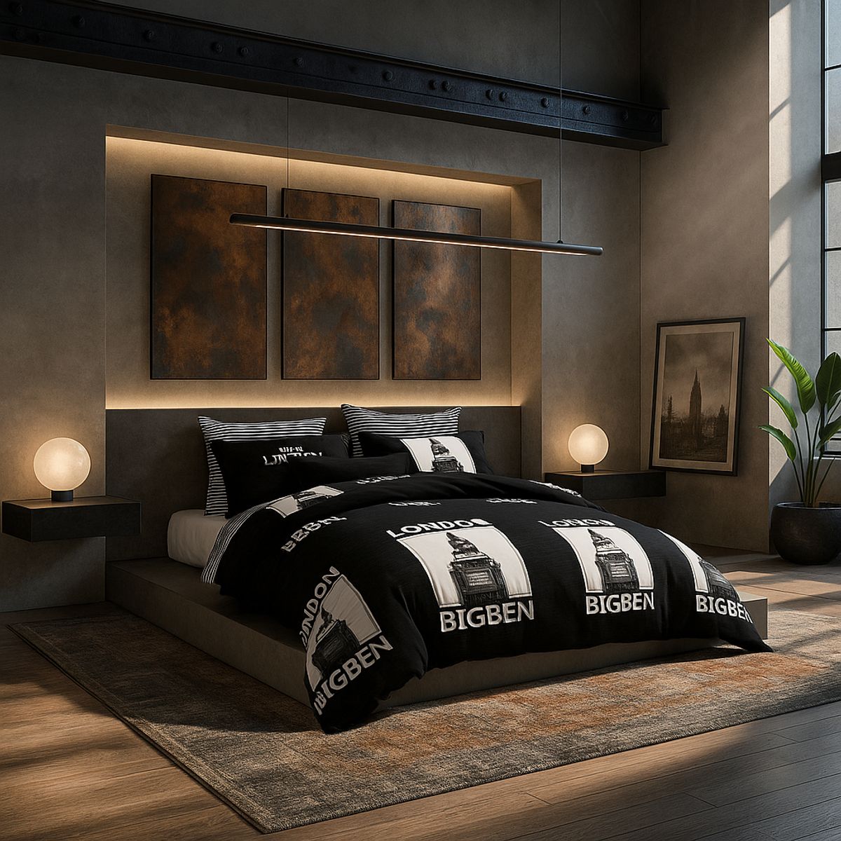 ARMONIA - Juego sabanas cama King de 25 plazas diseño London Big Ben modelo 628