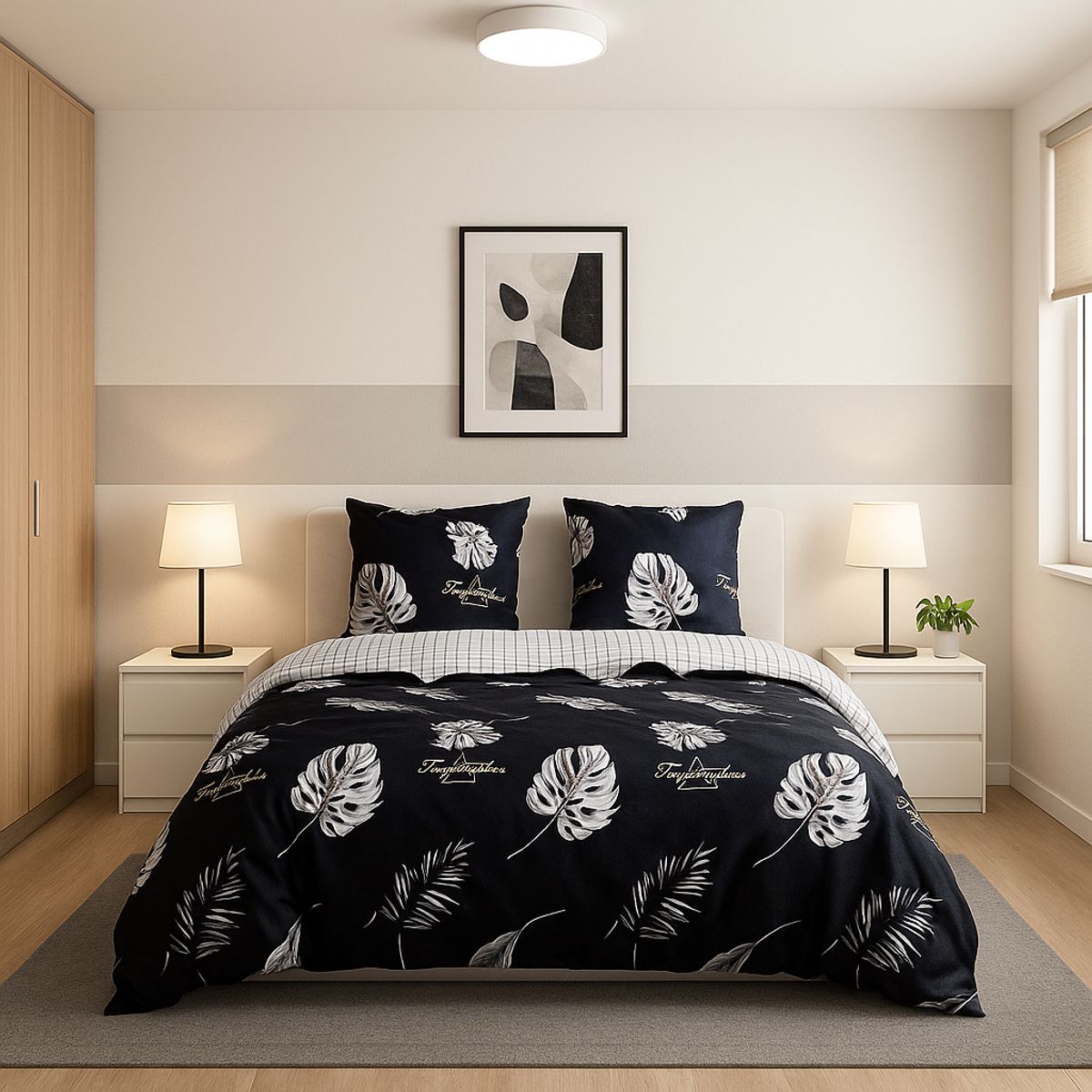 ARMONIA - Juego sabanas King 25 plazas diseño Queen Hojas modelo 629