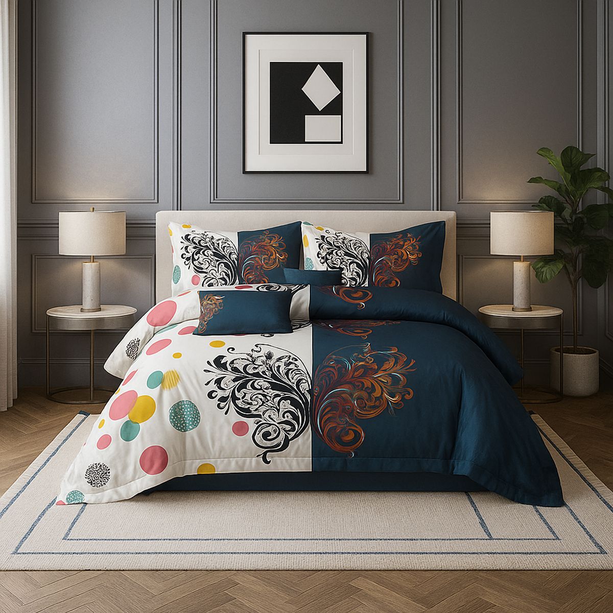 ARMONIA - Juego de cama Queen 2 plazas diseño Trival Mariposa modelo 632