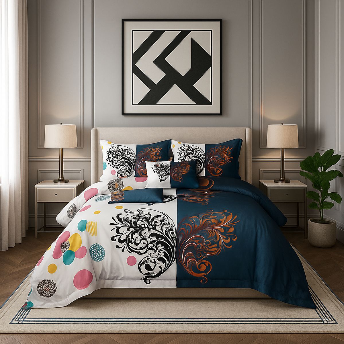 ARMONIA - Juego de cama Queen 2 plazas diseño Trival Mariposa modelo 632