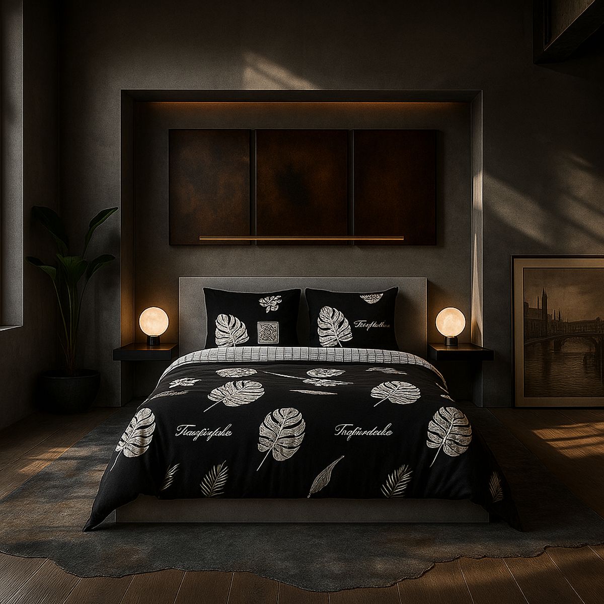 ARMONIA - Juego sabanas cama Queen de 2 plazas diseño Hojas modelo 629