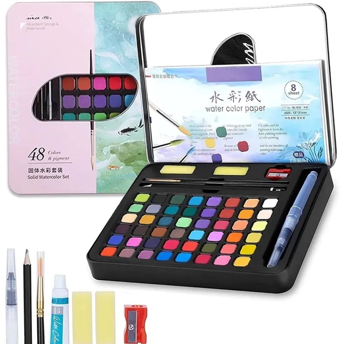 Kit De Acuarela En Pastilla Profesional 48 Colores, marca GENERICO - Foto Principal