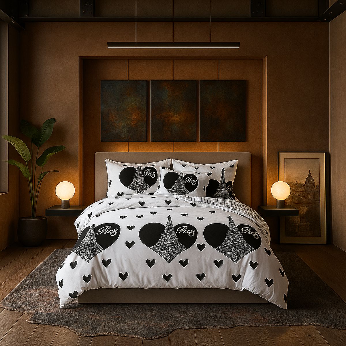 ARMONIA - Juego de sábanas 2 plazas Queen diseño Torre Paris modelo 633