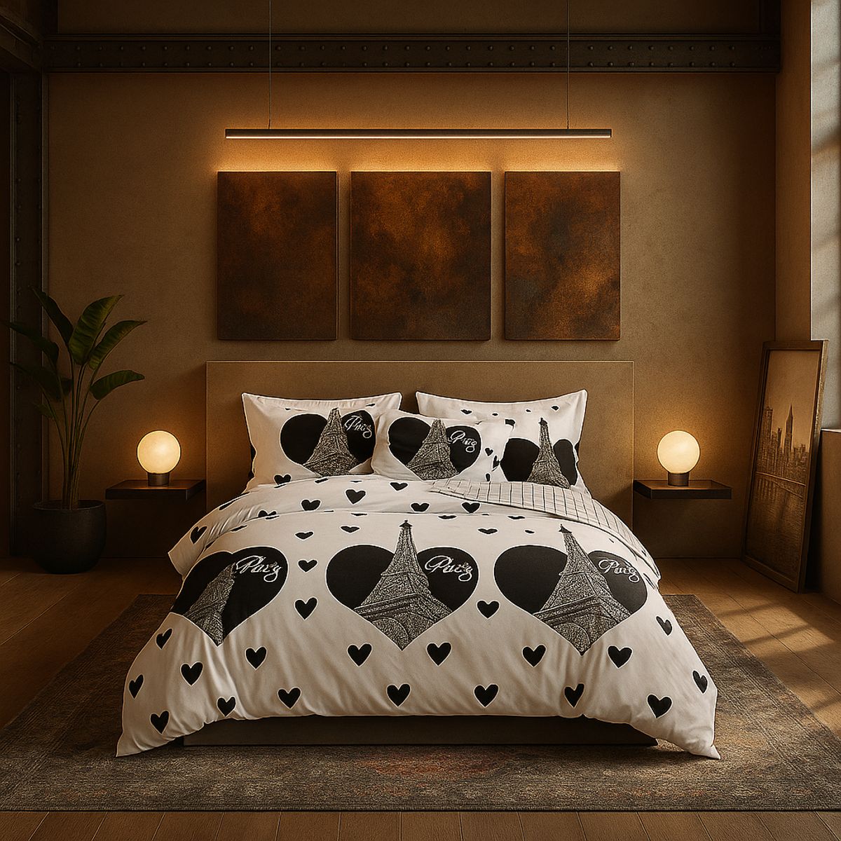 ARMONIA - Juego de sábanas 2 plazas Queen diseño Torre Paris modelo 633
