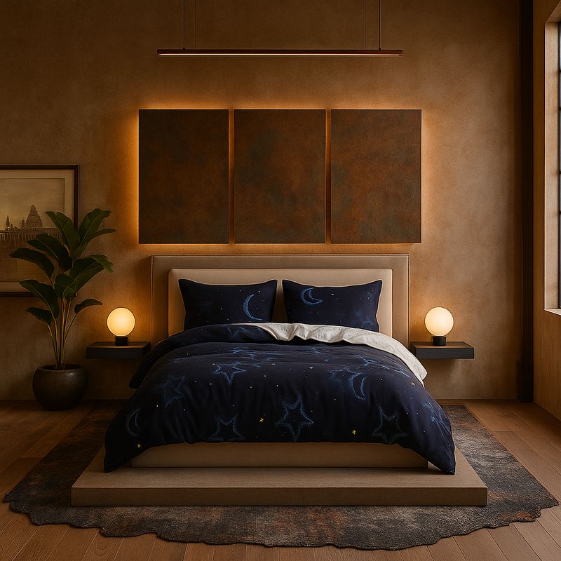 ARMONIA - Ropa de cama cama Queen de 2 plazas diseño Luna Y Estrellas modelo 634