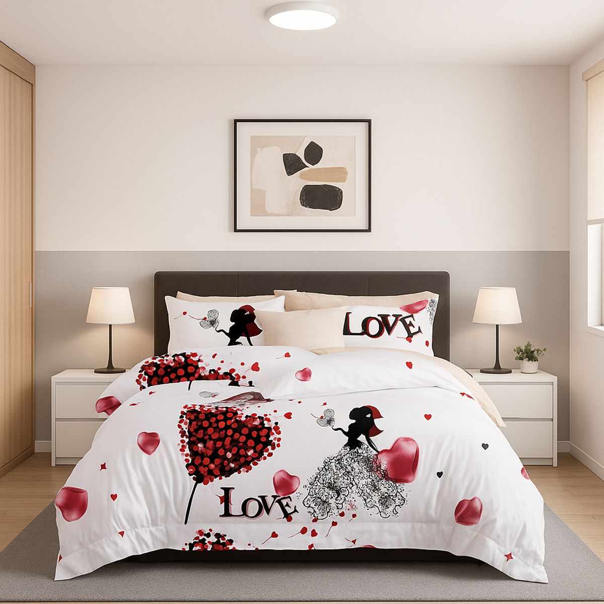 ARMONIA - Juego sabanas King 25 plazas diseño Love Corazón modelo 631