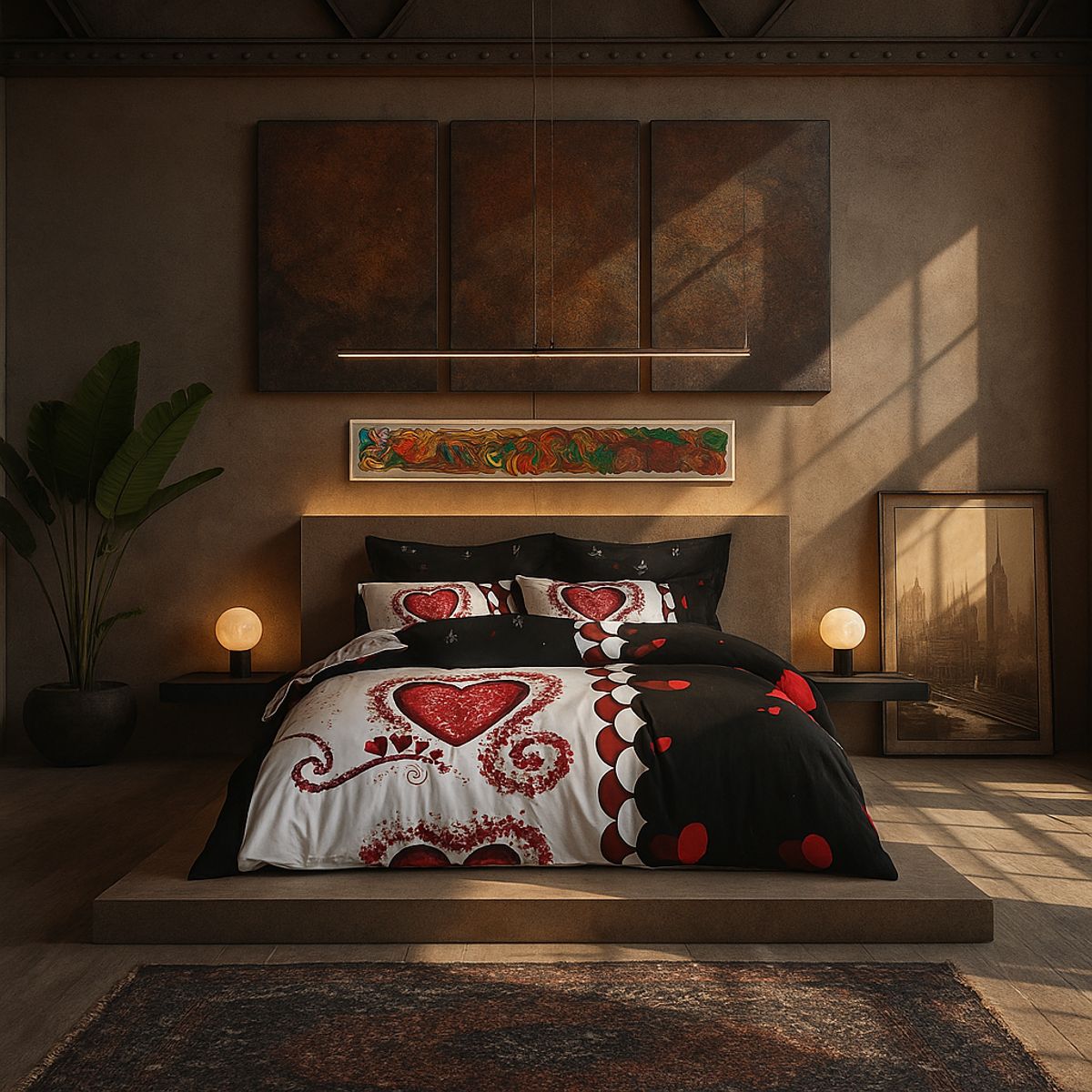 ARMONIA - Juego de cama 2 plazas Queen diseño Corazon modelo 637